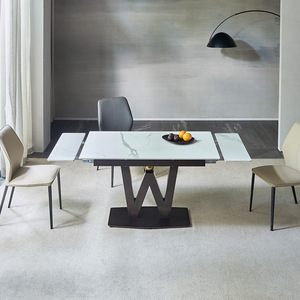 德利丰岩板餐桌椅组合长方形家用小户型可伸缩折叠两侧拉伸饭桌子