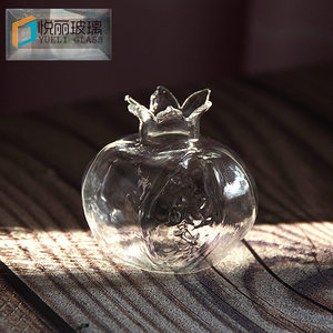 锤纹小石榴干花花瓶 日式手作花器玻璃工艺品摆件 创意家居饰品