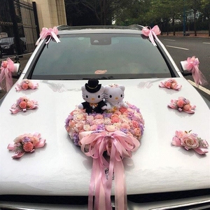 猪婚纱婚庆娃娃一对花车婚车头公仔装饰新婚结婚礼物毛绒玩具