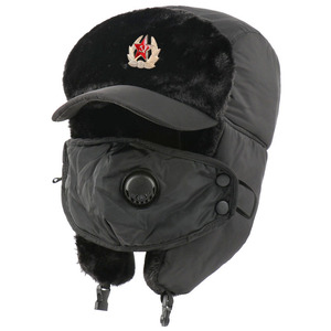 加厚保暖帽檐雷锋帽带口罩冬季男士帽子防水户外帽俄罗斯防寒骑行