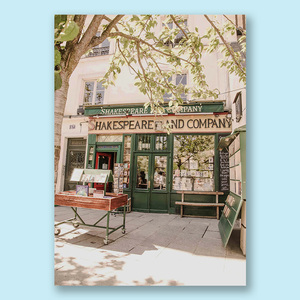 巴黎左岸莎士比亚书店摄影艺术画报小众装饰画桌面油画布6送1