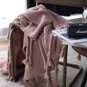 澳洲夏季午睡毯针织毛线盖毯网红毛毯沙发毯装饰毯脏粉色空调盖毯