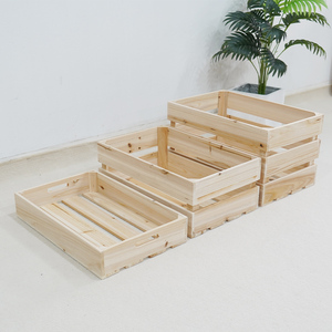实木收纳木箱子超市装饰架长方形水果木条箱复古储物箱小木箱定制