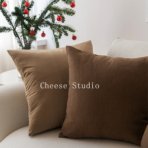 奶茶色天鹅绒抱枕沙发客厅靠垫轻奢简约现代北欧法式风棕咖色靠枕