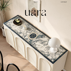 UARA海拉琳复古轻奢皮革电视柜餐桌边柜垫防水防油长条长方形桌垫