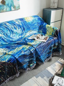 梵高油画沙发盖布沙发靠背扶手巾万能隔脏沙发垫罩子手绘星空毯子