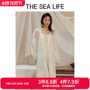 THE SEA LIFE欧海一生法式复古连衣裙女24夏新款长袖白色16803-1
