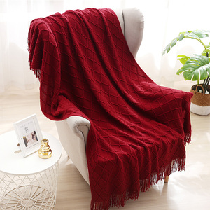 红色毯子红色沙发毯毛毯午休盖毯结婚床旗床尾巾喜陪嫁针织披肩毯