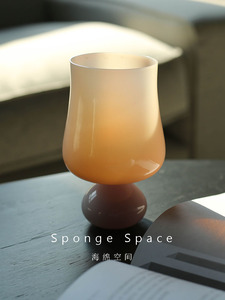 SpongeSpace奶粉色牛奶玻璃杯高颜值水杯中古红酒杯情人节礼物