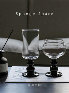 Sponge Space复古耐热高脚红酒杯黑腿高级ins香槟杯气泡酒杯礼物