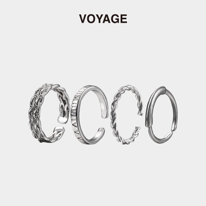 VOYAGE可调节开口素圈戒指女小众设计情侣食指男士高级感装饰尾戒
