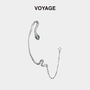 VOYAGE蛇形高级感流苏耳挂式耳环女银针小众设计耳钉轻奢耳夹耳饰