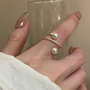 珍珠开口可调节戒指女2024新款轻奢小众设计高级感食指戒夏季指环