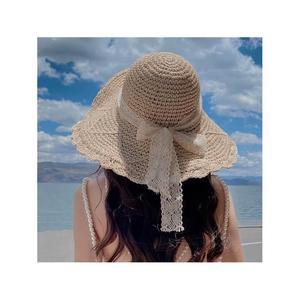 。旅游度假海边草帽女夏大帽檐沙滩防晒太阳帽新款草编帽子