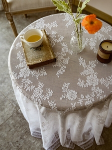 蕾丝桌布北欧法式田园小圆桌布白色复古公主风网红甜品台盖布