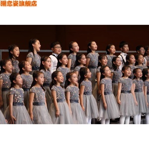 儿童大合唱团表演出服装男女童诗歌朗诵表演服中小学生钢琴礼服