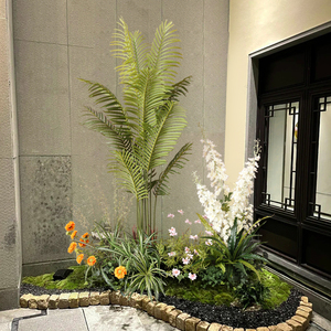 仿真花植物软装造景绿植酒店大堂转角墙边仿户外植被假花草散尾葵