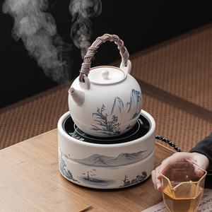 日式陶瓷烧酒炉白酒黄酒加热煮酒器电陶炉煮茶壶复古电加热温酒器