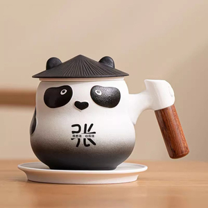 情侣男生女生生日礼物熊猫茶杯茶水分离马克杯可爱陶瓷礼盒装定制