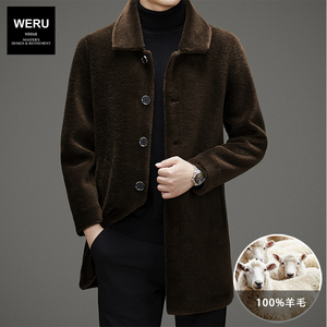 秋冬季羊剪绒羊毛颗粒大衣男中长款男士羊羔绒双面穿皮毛一体外套