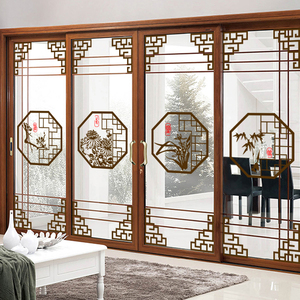 中国风玻璃门贴纸古典复古中式厨房客厅阳台推拉移门贴画角花装饰