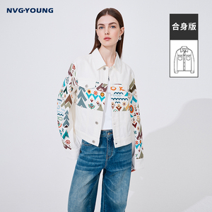 [纯棉]NVG·YOUNG意大利小帆船白色牛仔衬衫女长袖休闲上衣外套春