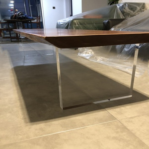 新品亚克力桌腿高透明餐桌脚大板书桌茶几支架20 30 4050mm厚磨砂