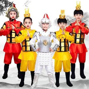杨戬儿童将军盔甲服装赵子龙古装将军演出服二郎神影视铠甲披风。