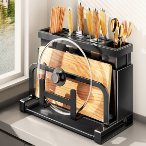 厨房刀架置物架家用多功能一体放菜刀砧板筷子锅盖刀具收纳盒架子