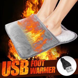 亚马逊法兰绒USB插电暖脚宝冬季办公室暖脚鞋电热鞋暖宝宝现货