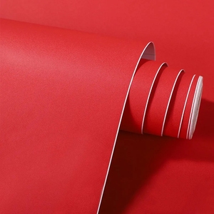 红色墙纸自粘纯色防水贴纸10米背景墙中国红壁纸自带胶婚庆即时贴