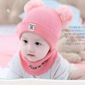 婴儿帽子子婴幼儿围脖帽胎两件套秋冬季男女宝宝加厚帽新生儿保暖