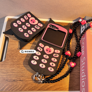 海恬 卡通库洛米电话机适用三星zflip5折叠屏手机壳zflip4可爱zflip3华为p50pocket保护套oppo手链n2/n3flip