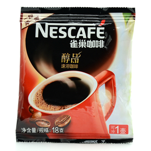 雀巢咖啡醇品18g克x28袋装 黑咖啡纯咖啡无糖即溶速溶咖啡粉500克