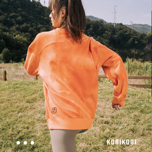 konikoni橙色女款卫衣宽松运动休闲户外野营外套健身跑步保暖上衣