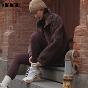 konikoni羊羔绒女士外套宽松双面绒运动短款保暖秋冬防风夹克棉衣