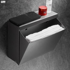 卫生间草纸盒免打孔厕所抽纸盒卫生纸架纸巾盒平板纸不锈钢厕纸盒