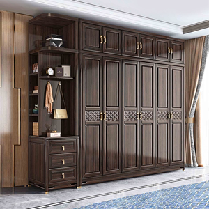 新中式全实木衣柜乌金木现代简约轻奢家用卧室小户型储物柜衣橱柜