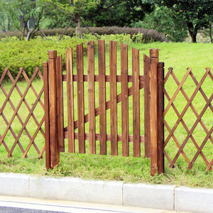 花园木门碳化防腐木栅栏围栏门户外庭院围墙院子篱笆护栏双开木门