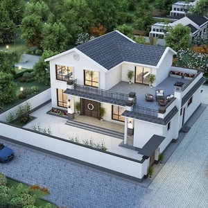 农村自建房别墅设计图纸网红新中式一二层半带院子小洋房现代定制