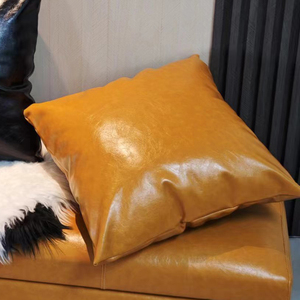 美式复古橙色沙发抱枕皮质轻奢高级感黑色搭配客厅靠枕长方形靠垫