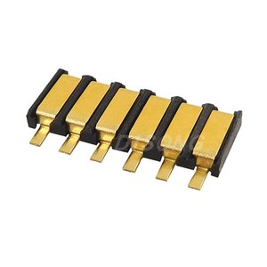 6PIN电池接触点连接器间距2.5PH高度1.6带柱金手指电池座BC-0-601