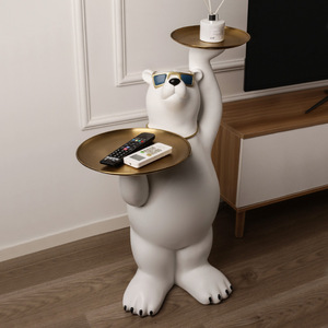 北极熊沙发侧边柜小茶几角几艺术创意卡通动物造型床头桌子置物架