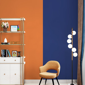轻奢北欧风纯素橙蓝色无纺布光面立体墙壁纸家用卧室客厅电视背景