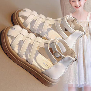真皮温州女童包头凉鞋2024夏季新款儿童鞋子软底罗马女孩夏天沙滩