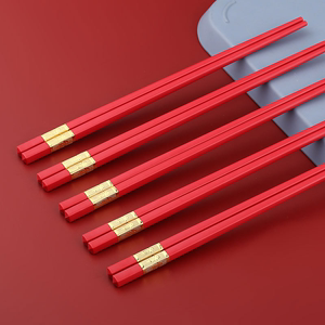 筷子红色合金筷子中式红筷子结婚合金家用过年乔迁筷子
