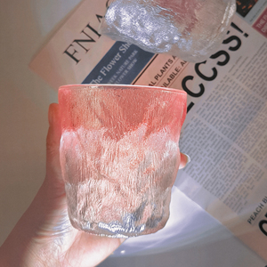 冰川杯网红水杯高颜值ins风饮料杯酒杯茶杯日式磨砂冰川纹玻璃杯