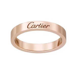 二手99新Cartier/卡地亚签名款18K玫瑰金窄版戒指男女士情侣婚戒