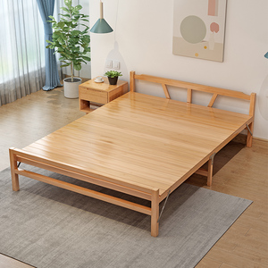 竹床折叠床单人双人简易家用成人午休床经济型出租房实木硬板凉床