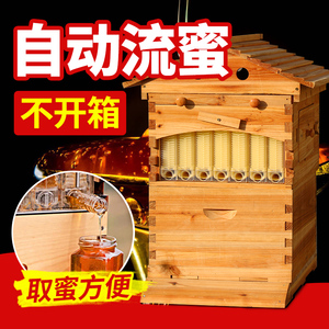 自流蜜蜂箱杉木煮蜡养蜂全套双层高箱带七脾自动流蜜装置蜜蜂工具